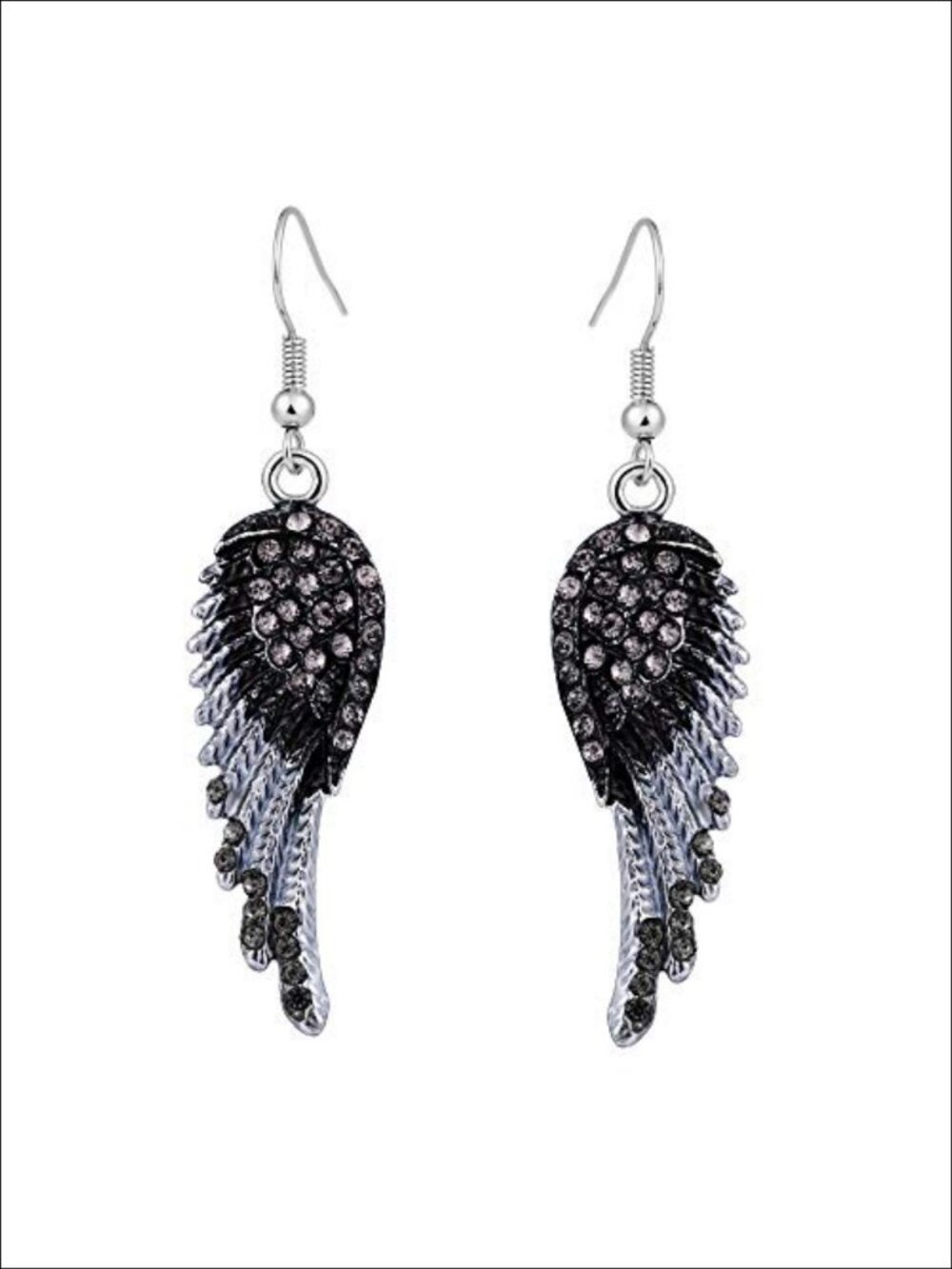 Angel Wing Crystal Dangle Earrings French Wire Gift Box